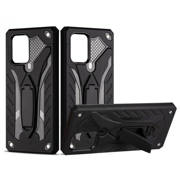 COOVY® Cover für Samsung Galaxy S10 Lite / SM-G770F/DS / A91 SM-A915F/DS Bumper Case, Hülle Doppelschicht aus Plastik + TPU-Silikon, extra stark, Anti-Shock, Standfunktion | 