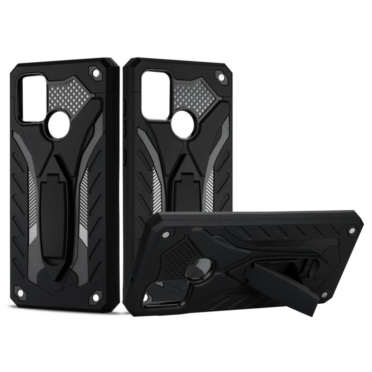 COOVY® Cover für Samsung Galaxy A21s SM-A217F/DS Bumper Case, Hülle Doppelschicht aus Plastik + TPU-Silikon, extra stark, Anti-Shock, Standfunktion | 