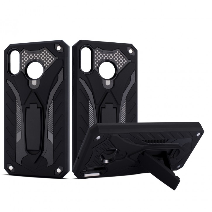 COOVY® Cover für Samsung Galaxy M20 SM-M205FN/DS Bumper Case, Hülle Doppelschicht aus Plastik + TPU-Silikon, extra stark, Anti-Shock, Standfunktion | 