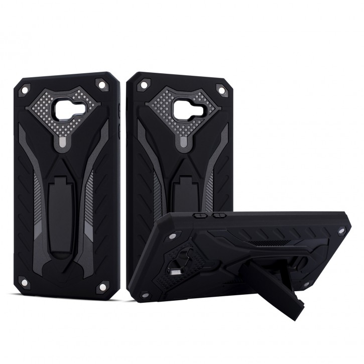 COOVY® Cover für Samsung Galaxy J4 Core SM-J410F/DS Bumper Case, Hülle Doppelschicht aus Plastik + TPU-Silikon, extra stark, Anti-Shock, Standfunktion | 