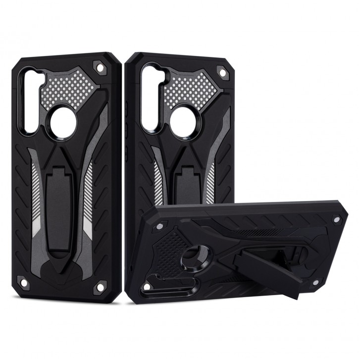 COOVY® Cover für Xiaomi Redmi Note 8 Bumper Case, Hülle Doppelschicht aus Plastik + TPU-Silikon, extra stark, Anti-Shock, Standfunktion | 