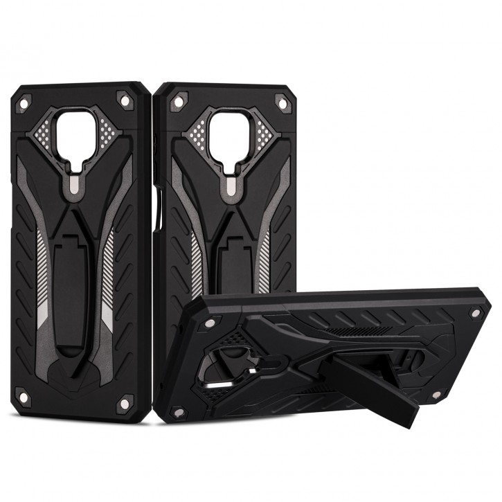 COOVY® Cover für Xiaomi Redmi Note 9S / Note 9 Pro / Note 9 Pro Max Bumper Case, Hülle Doppelschicht aus Plastik + TPU-Silikon, extra stark, Anti-Shock, Standfunktion | 