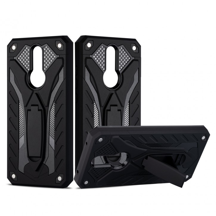 COOVY® Cover für Xiaomi Redmi 8 Bumper Case, Hülle Doppelschicht aus Plastik + TPU-Silikon, extra stark, Anti-Shock, Standfunktion | 