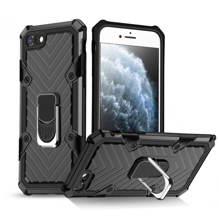 COOVY® Cover für iPhone 7/8/SE 2020 Hülle Case PC + TPU-Silikon, extra stark, Anti-Shock, Stand Funktion + Haltering + Magnethalter kompatibel | 