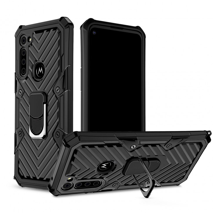 COOVY® Cover für Motorola Moto G8 Power Hülle Case PC + TPU-Silikon, extra stark, Anti-Shock, Stand Funktion + Haltering + Magnethalter kompatibel | 