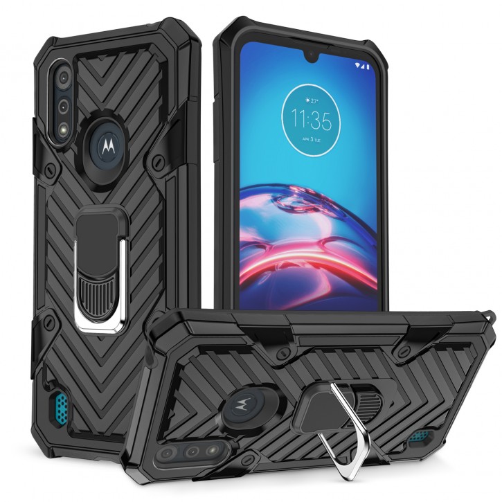 COOVY® Cover für Motorola Moto E6s (2020) Hülle Case PC + TPU-Silikon, extra stark, Anti-Shock, Stand Funktion + Haltering + Magnethalter kompatibel | 