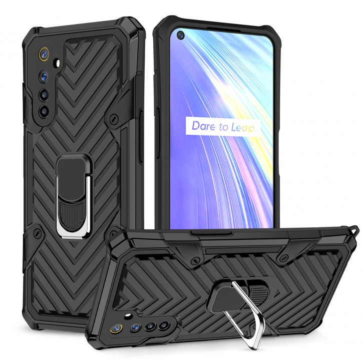 COOVY® Cover für Oppo Realme 6 Hülle Case PC + TPU-Silikon, extra stark, Anti-Shock, Stand Funktion + Haltering + Magnethalter kompatibel | 