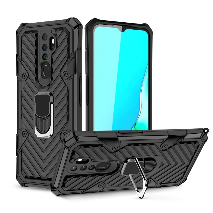 COOVY® Cover für Oppo A9 2020 Hülle Case PC + TPU-Silikon, extra stark, Anti-Shock, Stand Funktion + Haltering + Magnethalter kompatibel | 