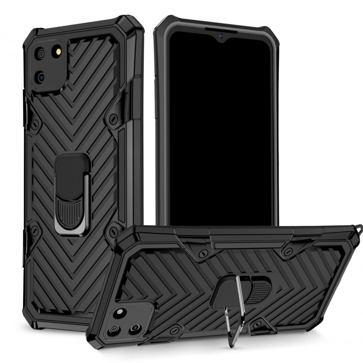 COOVY® Cover für Oppo Realme C11 Hülle Case PC + TPU-Silikon, extra stark, Anti-Shock, Stand Funktion + Haltering + Magnethalter kompatibel | 