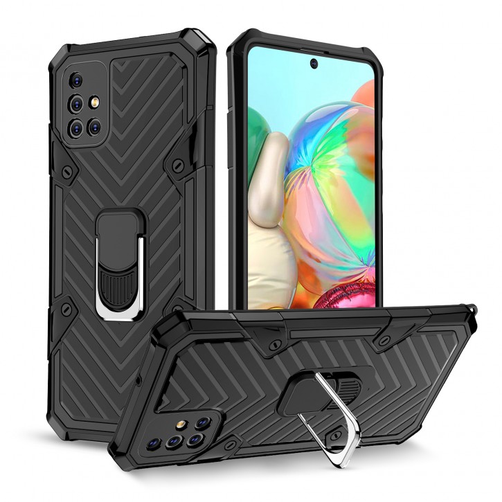 COOVY® Cover für Samsung Galaxy A71 SM-A715F/DS, SM-A715F/DSN Hülle Case PC + TPU-Silikon, extra stark, Anti-Shock, Stand Funktion + Haltering + Magnethalter kompatibel | 