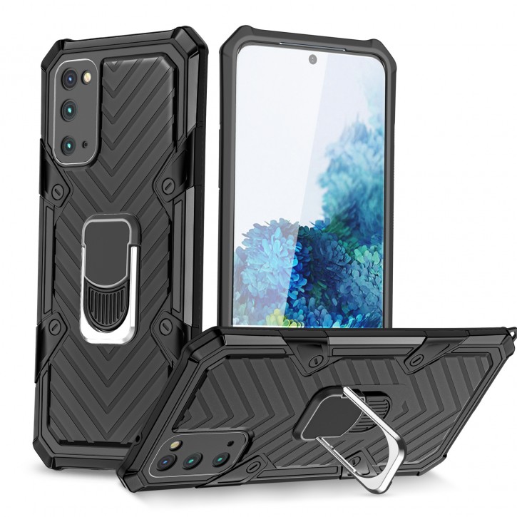 COOVY® Cover für Samsung Galaxy S20 SM-G980F/DS / SM-G981 Hülle Case PC + TPU-Silikon, extra stark, Anti-Shock, Stand Funktion + Haltering + Magnethalter kompatibel | 