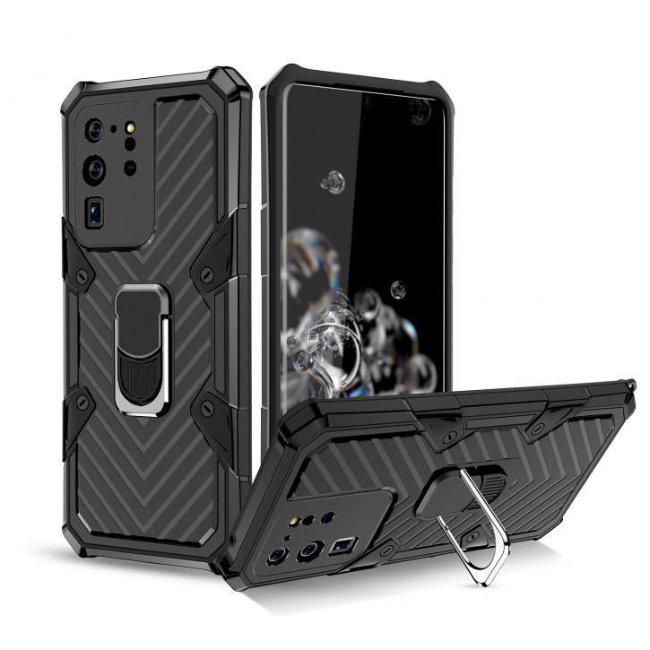 COOVY® Cover für Samsung Galaxy S20 Ultra SM-G988B/DS Hülle Case PC + TPU-Silikon, extra stark, Anti-Shock, Stand Funktion + Haltering + Magnethalter kompatibel | 