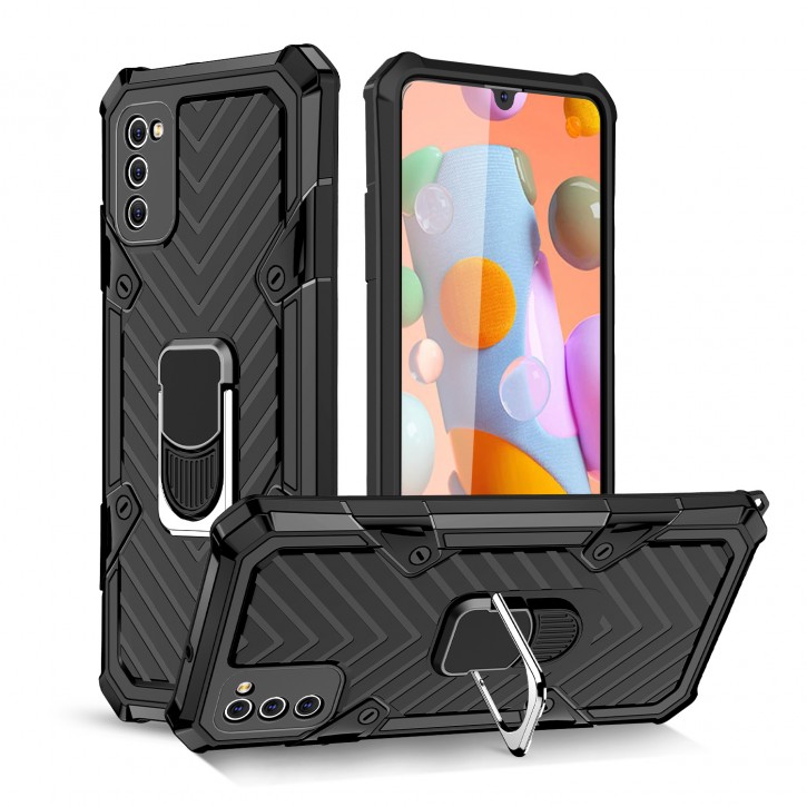 COOVY® Cover für Samsung Galaxy A41 SM-A415F/DSN Hülle Case PC + TPU-Silikon, extra stark, Anti-Shock, Stand Funktion + Haltering + Magnethalter kompatibel | 