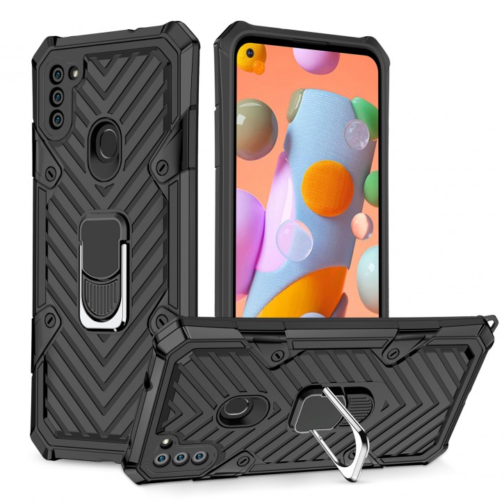 COOVY® Cover für Samsung Galaxy A11 SM-A115F/DS /  M11 SM-M115F/DSN Hülle Case PC + TPU-Silikon, extra stark, Anti-Shock, Stand Funktion + Haltering + Magnethalter kompatibel | 
