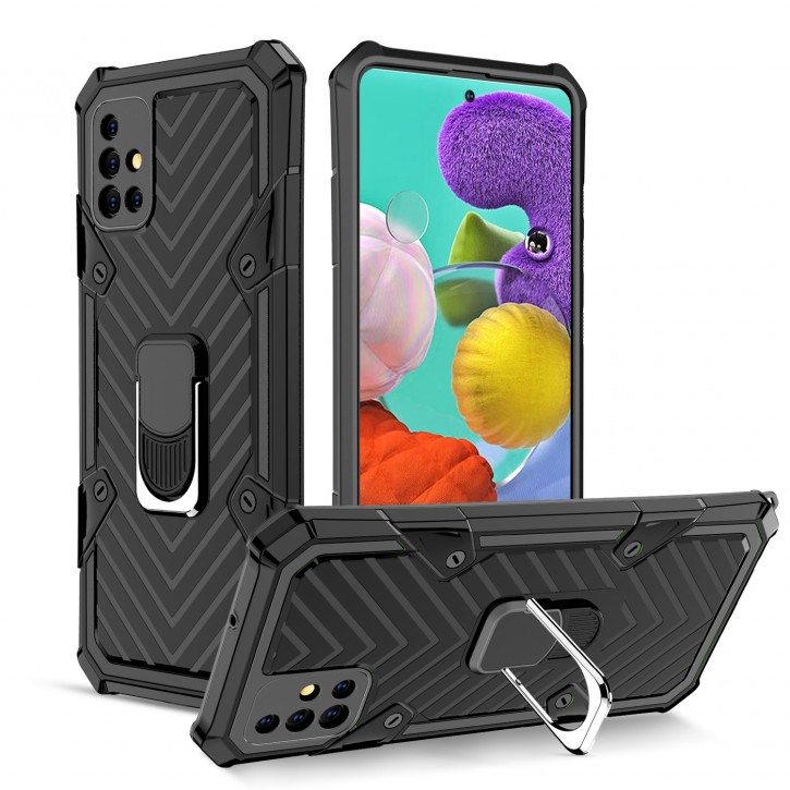 COOVY® Cover für Samsung Galaxy A51 5G SM-A516B/DS Hülle Case PC + TPU-Silikon, extra stark, Anti-Shock, Stand Funktion + Haltering + Magnethalter kompatibel | 