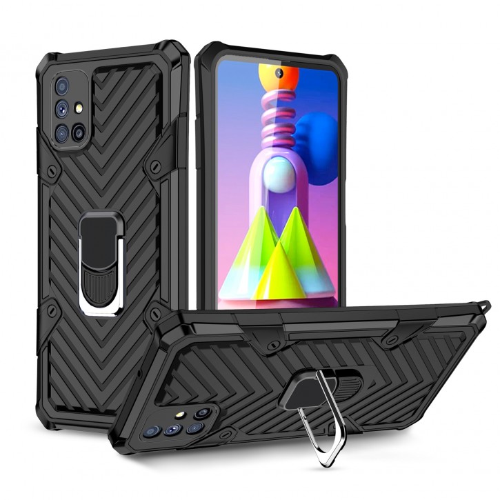 COOVY® Cover für Samsung Galaxy M51 SM-M515F/DSN Hülle Case PC + TPU-Silikon, extra stark, Anti-Shock, Stand Funktion + Haltering + Magnethalter kompatibel | 