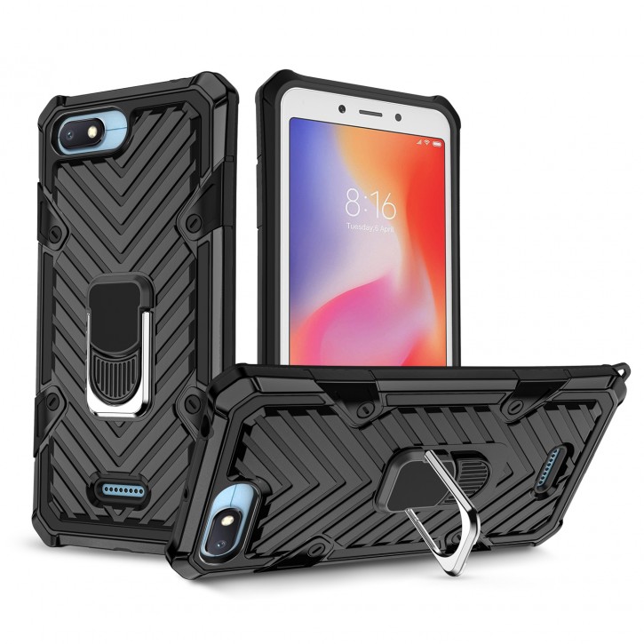 COOVY® Cover für Xiaomi Redmi 6A Hülle Case PC + TPU-Silikon, extra stark, Anti-Shock, Stand Funktion + Haltering + Magnethalter kompatibel | 