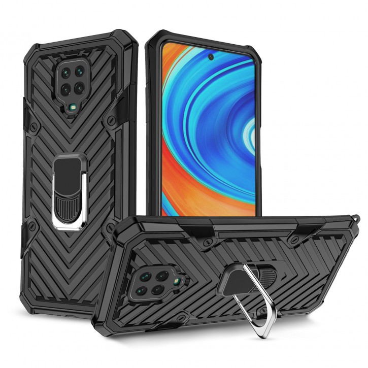 COOVY® Cover für Xiaomi Redmi Note 9S / Note 9 Pro / Note 9 Pro Max Hülle Case PC + TPU-Silikon, extra stark, Anti-Shock, Stand Funktion + Haltering + Magnethalter kompatibel | 