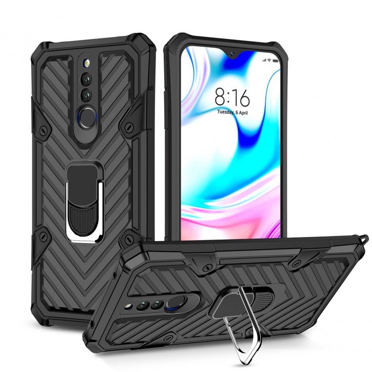 COOVY® Cover für Xiaomi Redmi 8 Hülle Case PC + TPU-Silikon, extra stark, Anti-Shock, Stand Funktion + Haltering + Magnethalter kompatibel | 