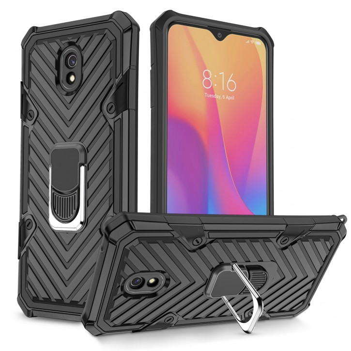 COOVY® Cover für Xiaomi Redmi  8A / 8A Pro Hülle Case PC + TPU-Silikon, extra stark, Anti-Shock, Stand Funktion + Haltering + Magnethalter kompatibel | 
