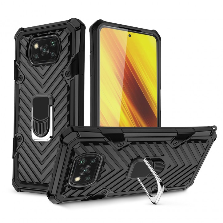 COOVY® Cover für Xiaomi Poco X3 NFC Hülle Case PC + TPU-Silikon, extra stark, Anti-Shock, Stand Funktion + Haltering + Magnethalter kompatibel | 