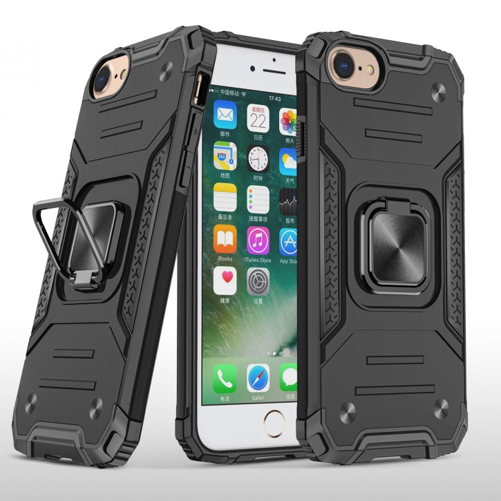 COOVY® Cover für iPhone 7/8/SE 2020 Hülle Case PC + TPU-Silikon, extra stark, Anti-Shock, Stand Funktion + Haltering + Magnethalter kompatibel | 