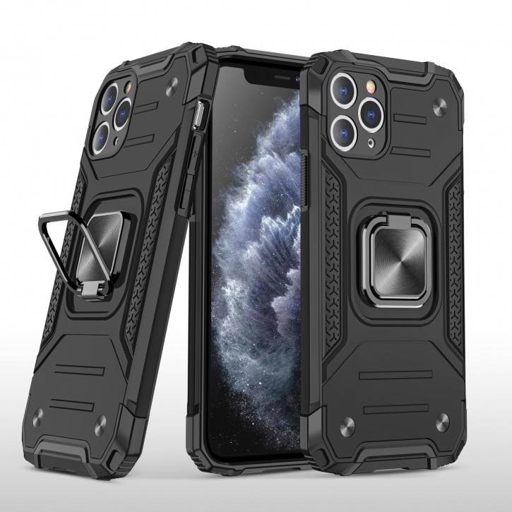 COOVY® Cover für Apple iPhone 11 pro Max Hülle Case PC + TPU-Silikon, extra stark, Anti-Shock, Stand Funktion + Haltering + Magnethalter kompatibel | 