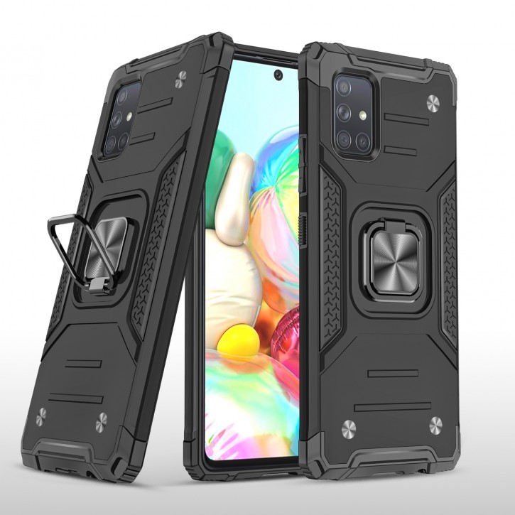 COOVY® Cover für Samsung Galaxy A71 SM-A715F/DS, SM-A715F/DSN Hülle Case PC + TPU-Silikon, extra stark, Anti-Shock, Stand Funktion + Haltering + Magnethalter kompatibel | 