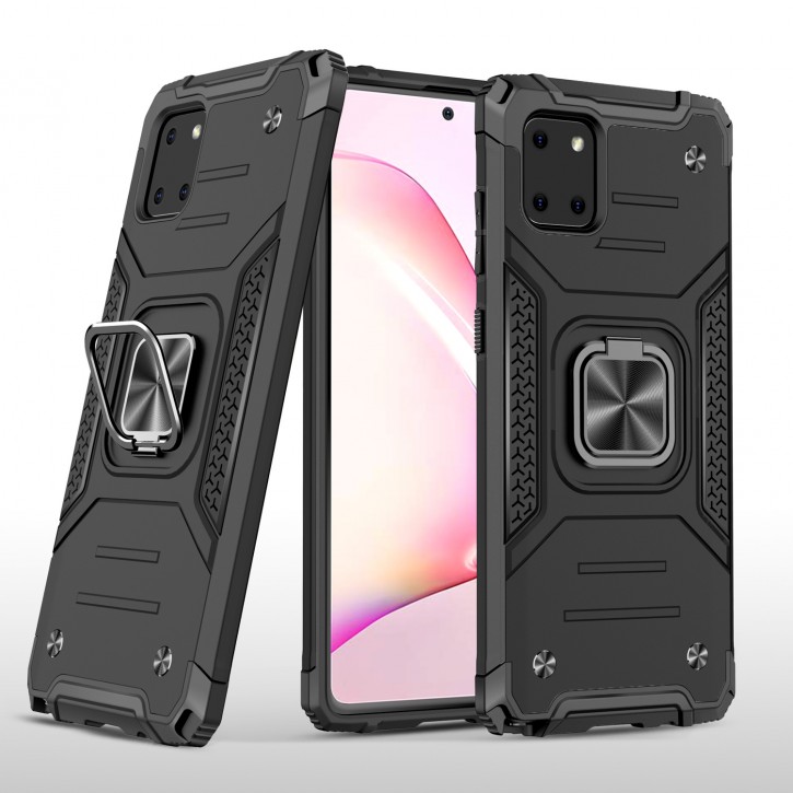 COOVY® Cover für Samsung Galaxy Note 10 Lite SM-N770F/DS Hülle Case PC + TPU-Silikon, extra stark, Anti-Shock, Stand Funktion + Haltering + Magnethalter kompatibel | 