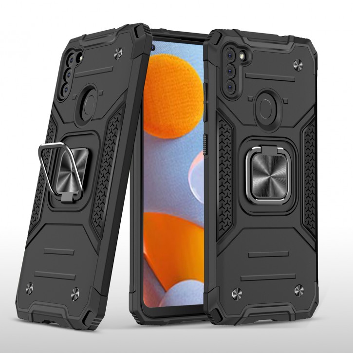 COOVY® Cover für Samsung Galaxy A11 SM-A115F/DS /  M11 SM-M115F/DSN Hülle Case PC + TPU-Silikon, extra stark, Anti-Shock, Stand Funktion + Haltering + Magnethalter kompatibel | 