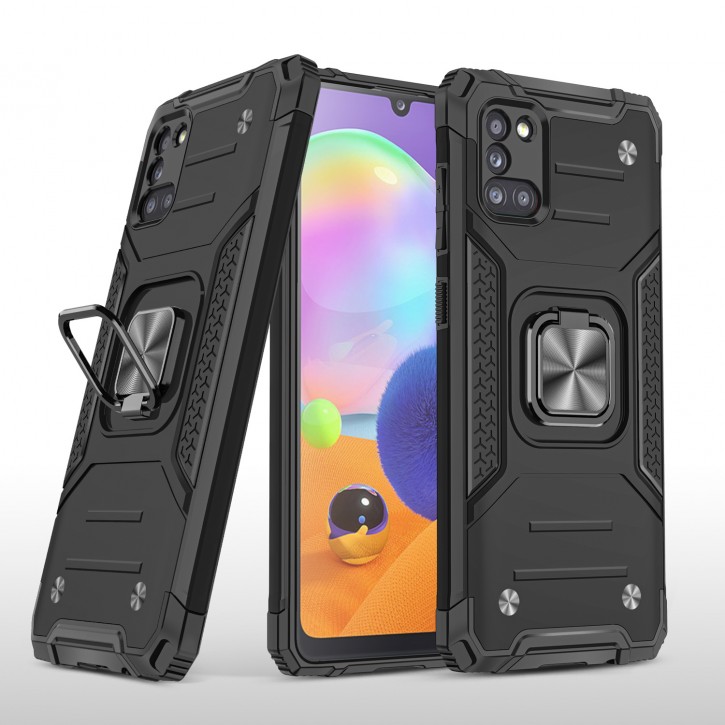COOVY® Cover für Samsung Galaxy A31 SM-A315F/DS Hülle Case PC + TPU-Silikon, extra stark, Anti-Shock, Stand Funktion + Haltering + Magnethalter kompatibel | 
