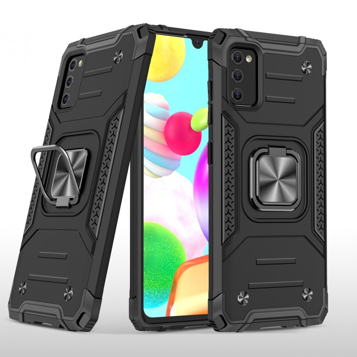 COOVY® Cover für Samsung Galaxy A41 SM-A415F/DSN Hülle Case PC + TPU-Silikon, extra stark, Anti-Shock, Stand Funktion + Haltering + Magnethalter kompatibel | 