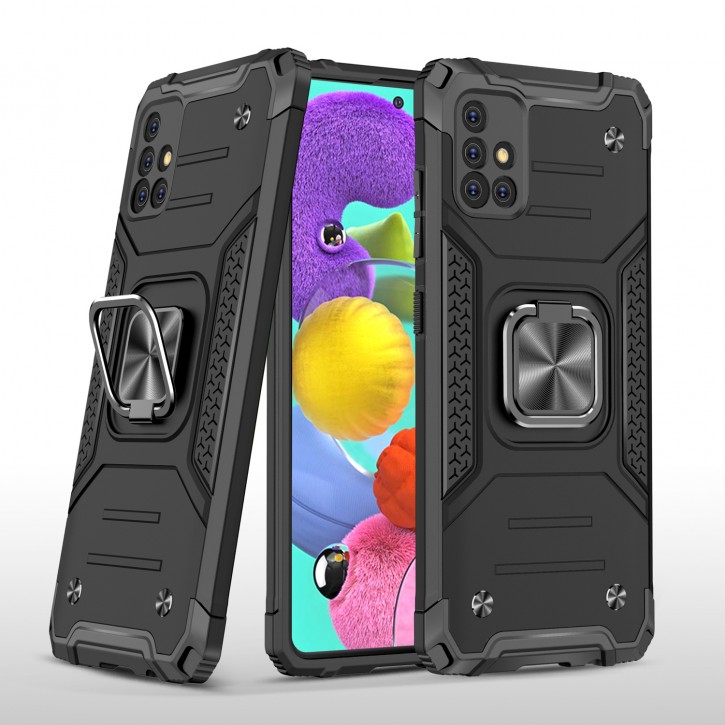 COOVY® Cover für Samsung Galaxy A51 5G SM-A516B/DS Hülle Case PC + TPU-Silikon, extra stark, Anti-Shock, Stand Funktion + Haltering + Magnethalter kompatibel | 