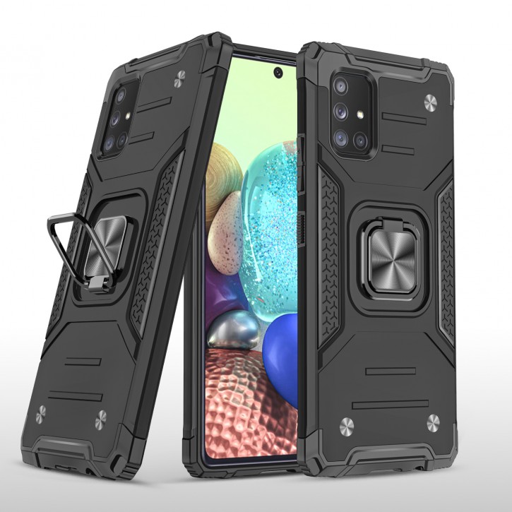 COOVY® Cover für Samsung Galaxy A71 5G SM-A716F Hülle Case PC + TPU-Silikon, extra stark, Anti-Shock, Stand Funktion + Haltering + Magnethalter kompatibel | 