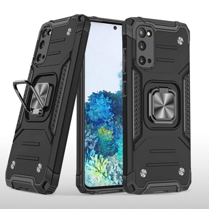 COOVY® Cover für Samsung Galaxy S20 SM-G980F/DS / SM-G981 Hülle Case PC + TPU-Silikon, extra stark, Anti-Shock, Stand Funktion + Haltering + Magnethalter kompatibel | 