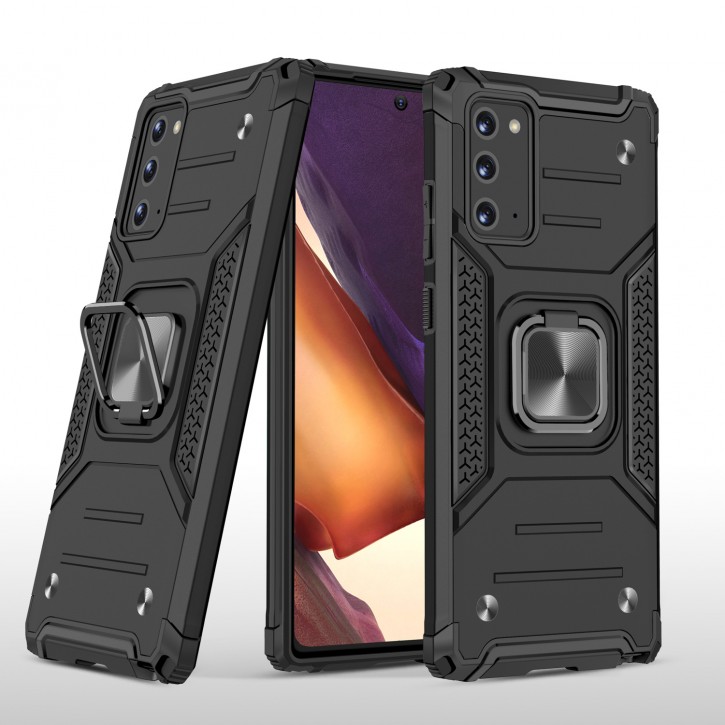 COOVY® Cover für Samsung Galaxy Note 20 SM-N980F/DS Hülle Case PC + TPU-Silikon, extra stark, Anti-Shock, Stand Funktion + Haltering + Magnethalter kompatibel | 