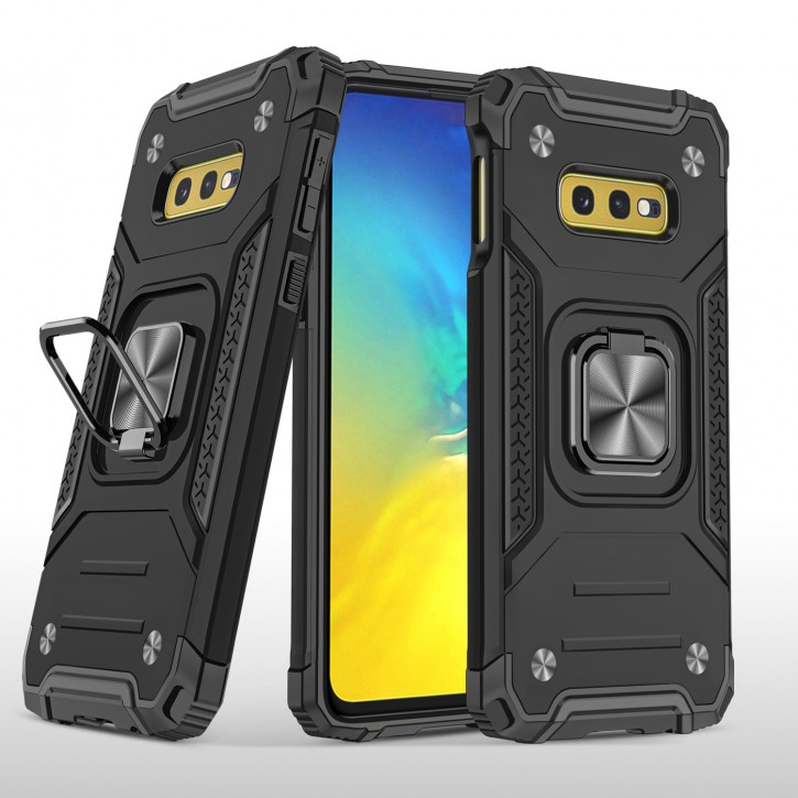 COOVY® Cover für Samsung Galaxy S10e SM-G970F Hülle Case PC + TPU-Silikon, extra stark, Anti-Shock, Stand Funktion + Haltering + Magnethalter kompatibel | 