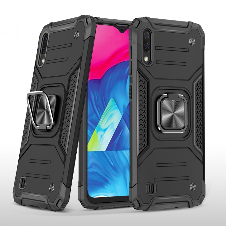COOVY® Cover für Samsung Galaxy A10 SM-A105F/DS / M10 SM-M105F/DS  Hülle Case PC + TPU-Silikon, extra stark, Anti-Shock, Stand Funktion + Haltering + Magnethalter kompatibel | 