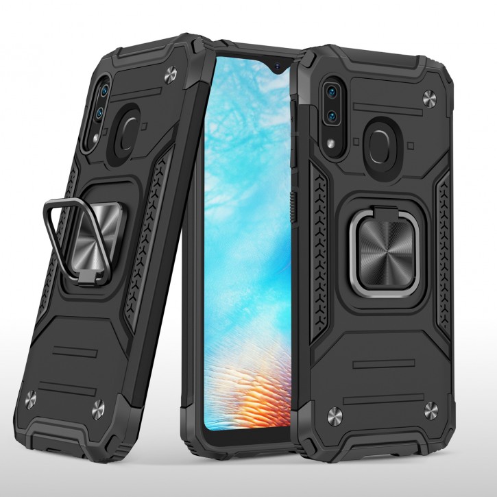 COOVY® Cover für Samsung Galaxy A20e SM-A202F/DS Hülle Case PC + TPU-Silikon, extra stark, Anti-Shock, Stand Funktion + Haltering + Magnethalter kompatibel | 