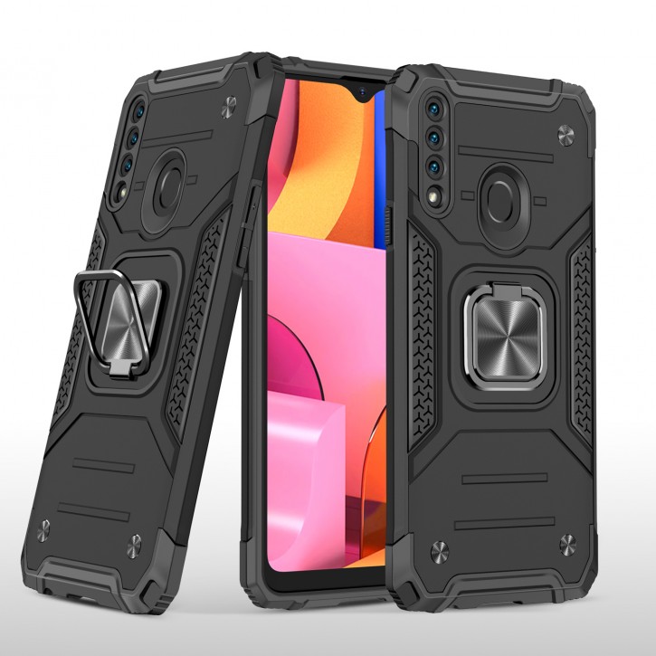 COOVY® Cover für Samsung Galaxy A20s SM-A207F/DS  Hülle Case PC + TPU-Silikon, extra stark, Anti-Shock, Stand Funktion + Haltering + Magnethalter kompatibel | 