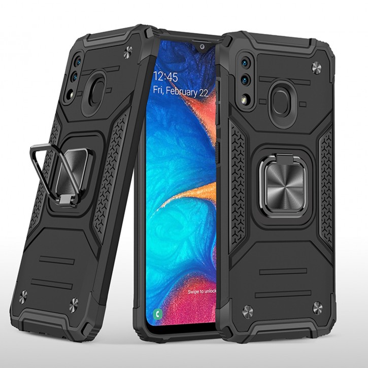 COOVY® Cover für Samsung Galaxy A20 SM-A205F/DS / A30 SM-A305F/DS Hülle Case PC + TPU-Silikon, extra stark, Anti-Shock, Stand Funktion + Haltering + Magnethalter kompatibel | 