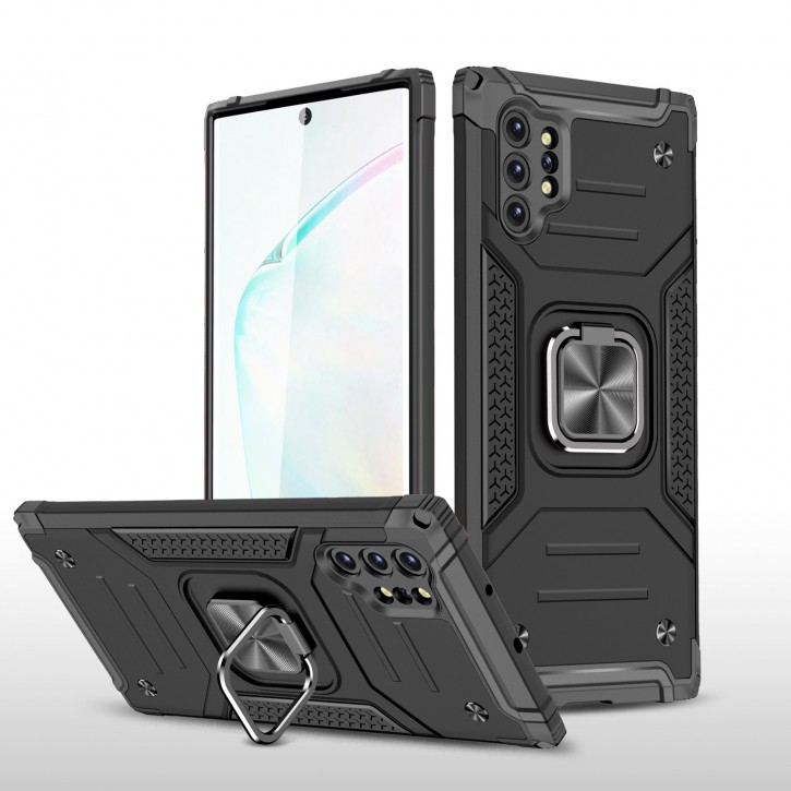 COOVY® Cover für Samsung Galaxy Note 10 + plus SM-N975F / SM-N976F Hülle Case PC + TPU-Silikon, extra stark, Anti-Shock, Stand Funktion + Haltering + Magnethalter kompatibel | 