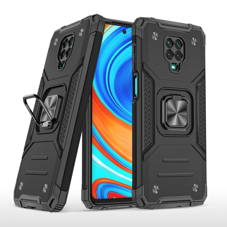 COOVY® Cover für Xiaomi Redmi Note 9S / Note 9 Pro / Note 9 Pro Max Hülle Case PC + TPU-Silikon, extra stark, Anti-Shock, Stand Funktion + Haltering + Magnethalter kompatibel | 