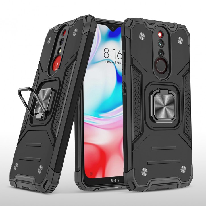 COOVY® Cover für Xiaomi Redmi 8 / 8A / 8A Pro Hülle Case PC + TPU-Silikon, extra stark, Anti-Shock, Stand Funktion + Haltering + Magnethalter kompatibel | 