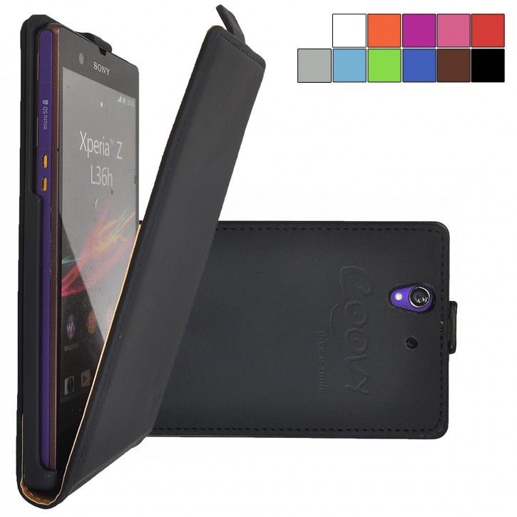 COOVY® Cover für Sony Xperia Z L36h L36i C6603 C6602 Slim Flip Case Hülle Tasche Etui inklusive gratis Displayschutzfolie | 