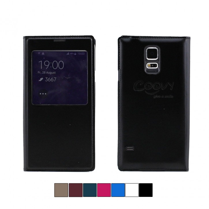 COOVY® Cover für Samsung Galaxy S5 SM-G900F SM-G901F Neo SM-G903F Ultra dünnes Fenster View Case Schutz Hülle Sichtfenster + Displayschutzfolie | 