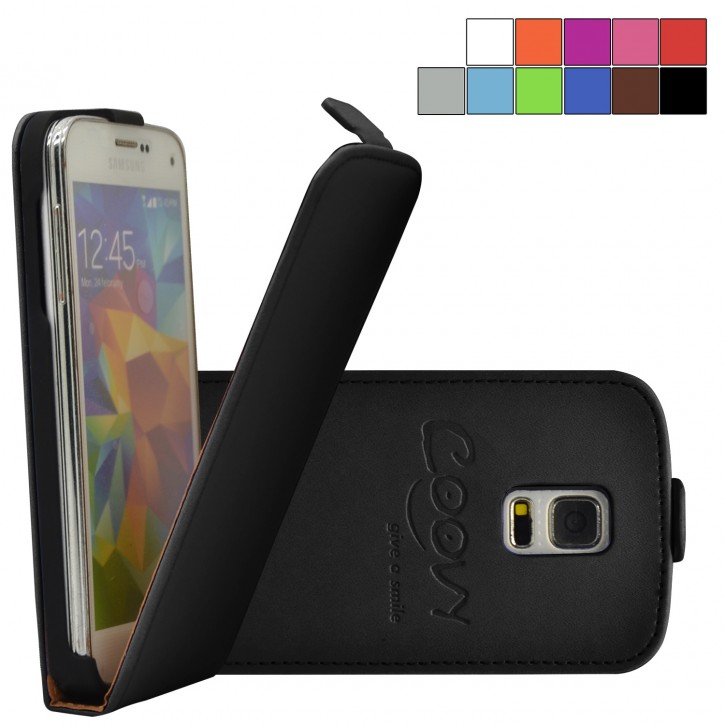 COOVY® Cover für Samsung Galaxy S5 MINI SM-G800 SM-G800H/DS DUOS Slim Flip Case Hülle Tasche Etui inklusive gratis Displayschutzfolie | 