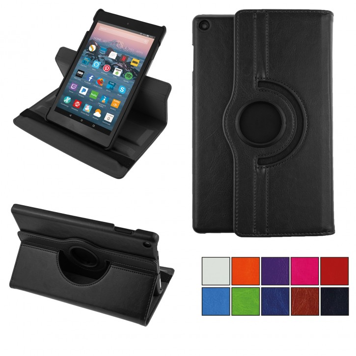 COOVY® 2.0 Cover für Amazon Kindle Fire HD 8 (7. / 8. Generation, Model 2017/2018) Rotation 360° Smart Hülle Tasche Etui Case Schutz Ständer Auto Sleep/Wake up | 