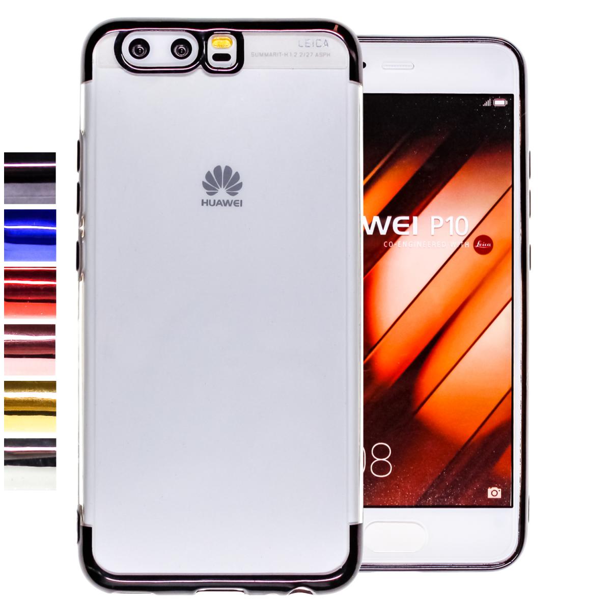 ultralégère Transparente avec Les Bords chromés Couleur Argent COOVY® Étui pour Huawei P10 Coque Antichoc en Silicone TPU Ultrafine 